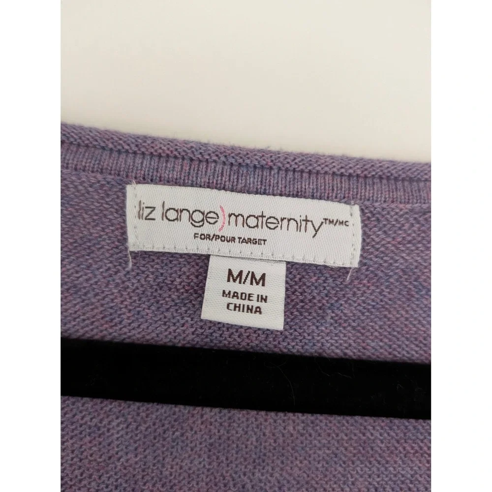 Liz Lange Maternity Purple Heathered Ruched Side Knit Long Sleeve Sweater Size M